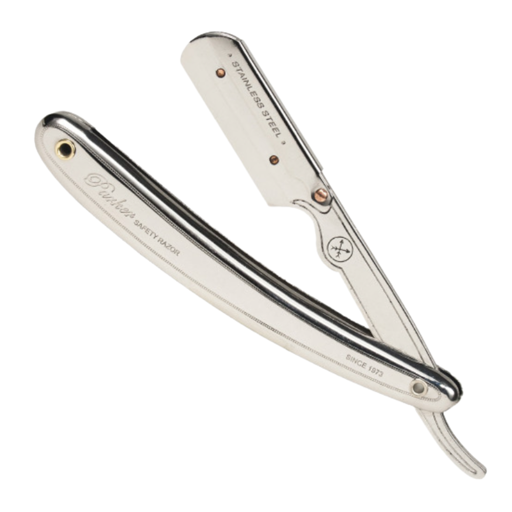 Porta-navaja Barbero Recta, Parker, SR1 Plata, Acero Inoxidable