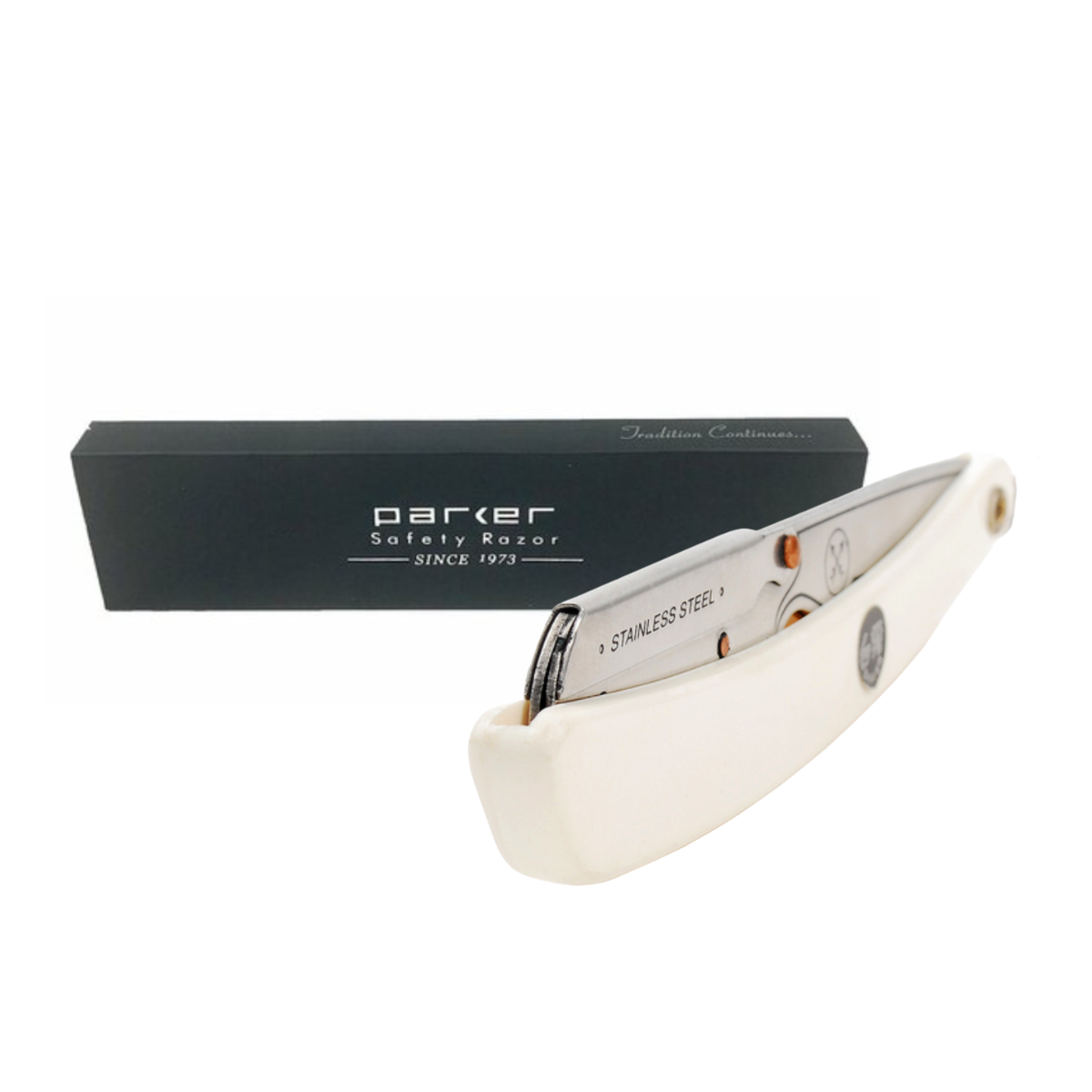 Porta-navaja Barbero recta, parker, SRW Blanca, Acero Inoxidable