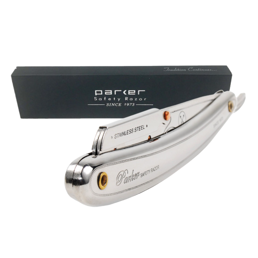 Porta-navaja Barbero Recta, Parker, SR1 Plata, Acero Inoxidable